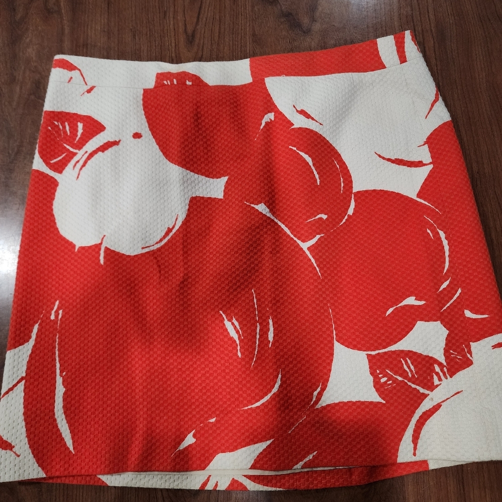 J.Crew Orange Abstract apple print mini skirt